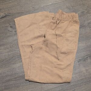 H&M Linen Blend Wide Leg Pull On Pants